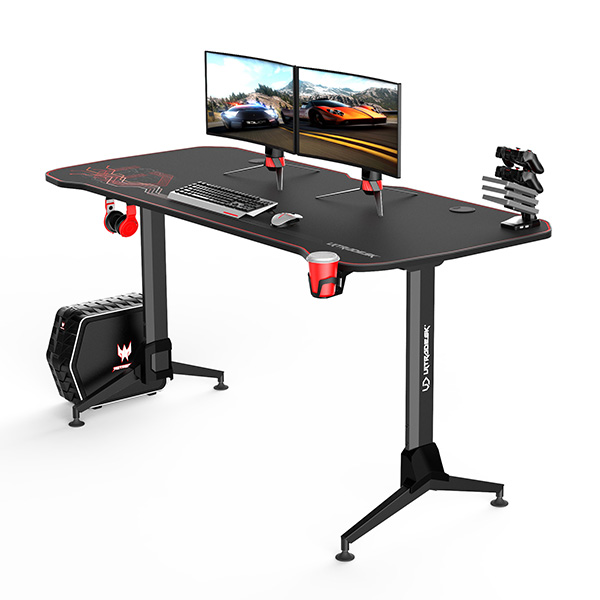 Herní výškově nastavitelný stůl ULTRADESK GRAND RED – 160x70 cm